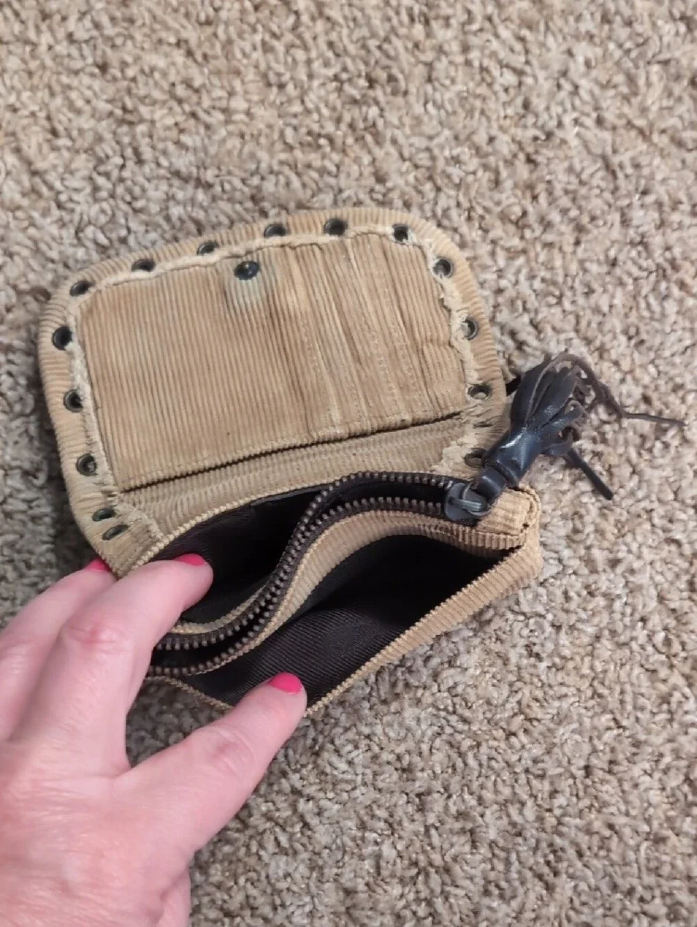 American Eagle Outfitters Tan Corduroy Fringe Wristlet Clutch